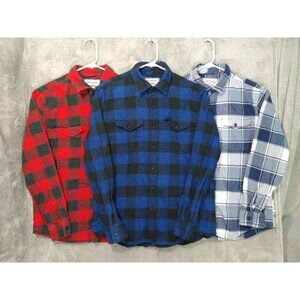 American Eagle Shirt Mens Medium Plaid Flannel Button Down Long Sleeve Lot of 3